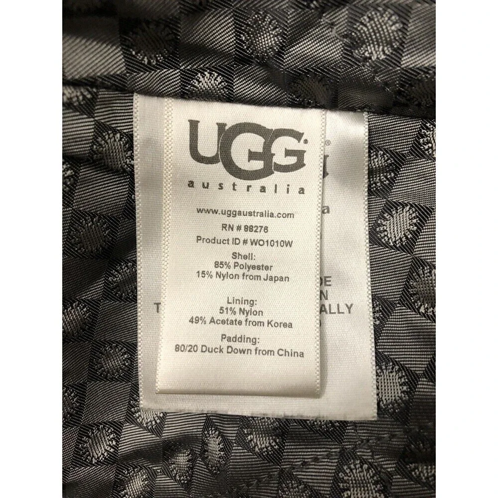 UGG Lambskin 80/20 Duck Down Belted Hooded Mid Length Puffer Coat Woman Size M - Picture 11 of 16